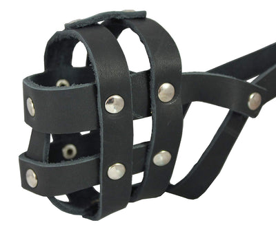 Real Leather Dog Basket Muzzle #0 Black - Spaniel, Poodle, Schnauzer (Circumf 8.5