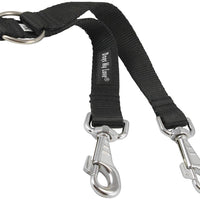 10" Long Nylon 2-Way Double Dog Leash - Two Dog Coupler Black 4 Sizes