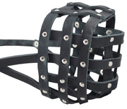 Real Leather Dog Basket Muzzle #113 Black (Circumference 16", Snout Length 4") Mastiff, Newfoundland