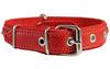 Genuine Leather Braided Studded Dog Collar, Red 1.25" Wide. Fits 16"-20.5" Neck.