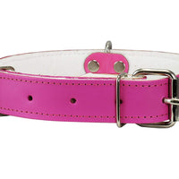 Dogs My Love Genuine Leather Felt Padded Dog Collar Pink