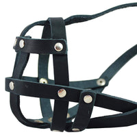 Real Leather Secure Dog Mesh Basket Muzzle #134 Black (Circumference 12", Snout Length 1.5")