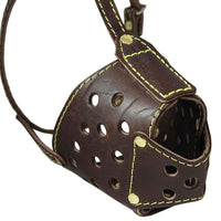 Real Leather Cage Basket Secure Dog Muzzle Brown - Pit Bull, (Circumference 13", Snout Length 3.5")