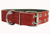 Genuine Leather Dog Collar, Padded, Red 1.5" Wide. Fits 18"-22" Neck Size Cane Corso Doberman