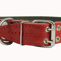 Genuine Leather Dog Collar, Padded, Red 1.5" Wide. Fits 22.5"-26.5" neck size Great Dane Mastiff