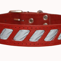 Genuine Leather Reflective Dog Collar 26"x1.5" Red Fits 18"-23" Neck