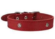 Genuine Leather Studded Dog Collar, Black, 1" Wide. Fits 13"-17.5" Neck Size