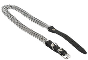Double Metal Chain 1/2" Wide Genuine Leather Straps Dog Collar