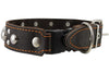 Brown Genuine Leather Studded Dog Collar, Soft Suede Padded1.5" Wide. Fits 17"-20" Neck