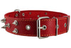 Dogs My Love Real Leather Red Spiked Dog Collar Spikes, 1.6" Wide. Fits 19"-23" Neck, Large Breeds