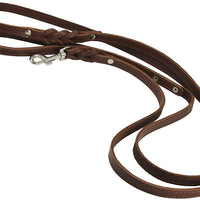 6' Genuine Leather Braided Dog Leash Brown 3/8" Wide for Small Breeds