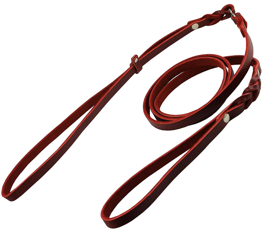 Slip Leash in Red Genuine Leather Lead and Collar system 54" Long 3/8" Wide Medium