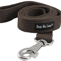 Dog Leash 4.5ft Long Cotton Web Brown 4 Sizes