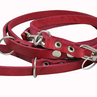 Multifunctional Leather Dog Leash, Adjustable 6 Way Lead 49"-94" Long 1/2" Wide (12 mm) Small/Medium