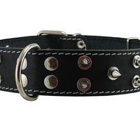 Dogs My Love Real Leather Black Spiked Dog Collar Spikes 1.6" Wide. Fits 19"-23.5" Neck Large Breeds