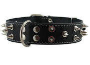 Dogs My Love Real Leather Black Spiked Dog Collar Spikes 1.6" Wide. Fits 19"-23.5" Neck Large Breeds