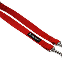 10" Long Nylon 2-way Double Dog Leash - Two Dog Coupler Red 4 Sizes