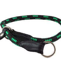 Dogs My Love Round Braided Rope Nylon Choke Dog Collar with Sliding Stopper Green/Black