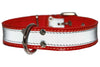 Genuine Leather Reflective Dog Collar 20" Long 1" Wide Red Fits 14"-17.5" Neck
