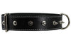 Real Leather Black Spiked Dog Collar Spikes, 1.5" Wide. Fits 17"-21.5" Neck, Large Breeds.