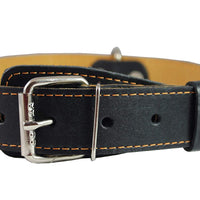 Genuine Thick Leather Collar for Large and XLarge Dogs 20"-25" Neck Size, 1.5" Wide, Black