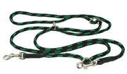 Adjustable Multifunctional Rope Dog Leash 42"-70" Green/Black