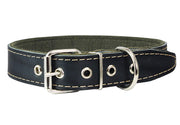 Thick Genuine Leather Dog Collar, Cotton Padded, 1.25" Wide.