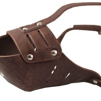 Real Leather Cage Basket Secure Dog Muzzle #118 Brown - Pit Bull (Circumf 11.8", Snout Length 3.5")