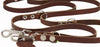 Multifunctional Leather Dog Leash Adjustable 6 Way Lead Brown 49"-94" Long 1/2" Wide (12 mm) Medium