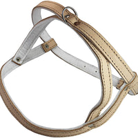 Leather Dog Harness Padded Beige