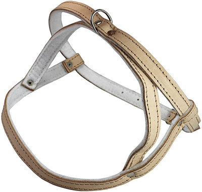 Leather Dog Harness Padded Beige