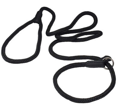 Dogs My Love Nylon Rope Slip Dog Lead Collar and Leash British Style 4ft Long Black