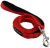Dogs My Love 4ft Long Neoprene Padded Handle Nylon Leash 4 Sizes Red