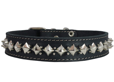 Genuine Leather Spiked Studded Dog Collar 1.5