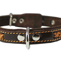 High Quality Genuine Leather Braided Dog Collar Brown 7/8" Wide Fits 13"-16" Neck. 18" Long