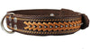 Genuine Leather Braided Studded Dog Collar, Brown 1.6" Wide. Fits 19"-24" Neck.