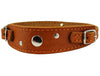 Genuine Leather Two Buckles Dog Collar 9.5"-12.5" Neck for Small Breeds and Puppies Tan