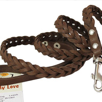 Genuine Fully Braided Leather Dog Leash 4 Ft Long 3/8" Wide, Boston Terrier, Spaniel