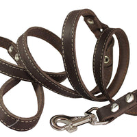 6' Genuine Leather Braided Dog Leash Brown 3/4" Wide for Largest Breeds
