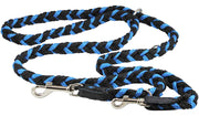 6 Way Euro Multifunctional Braided Dog Leash, Adjustable Schutzhund Lead 42"-68" Long 4 Sizes Blue