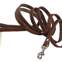 6' Long Genuine Leather Braided Dog Leash Brown 3/8" Wide for Small Dogs and Puppies