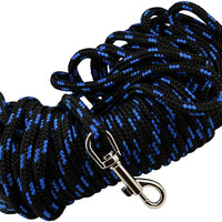 Dogs My Love Braided Nylon Rope Track Dog Leash Black/Blue 15/30/45/60Ft 3/8" Diam Train Lead Medium