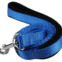 Dogs My Love 4ft Long Neoprene Padded Handle Nylon Leash 4 Sizes Blue