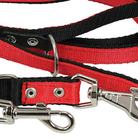 Dogs My Love 1" Wide 6 Way Euro Multi-functional Nylon Dog Leash, Adjustable Lead Red 40"-70" Long