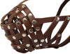 Secure Leather Mesh Basket Dog Muzzle #14 Brown - Boxer, English Bulldog (Circumf 13", Snout 3")