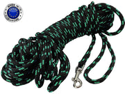 Dogs My Love Braided Nylon Rope Dog Leash Black/Green 15/30Ft Long 1/4"(6mm) Diam. Train. Lead Small