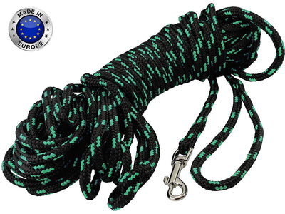 Dogs My Love Braided Nylon Rope Dog Leash Black/Green 15/30Ft Long 1/4