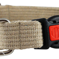 Cotton Web Adjustable Dog Collar with Locking Device 4 Sizes Beige