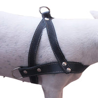 Genuine Black Leather Dog Pulling Walking Harness Medium to Large. 25.5"-31" Chest, 1.5" Straps