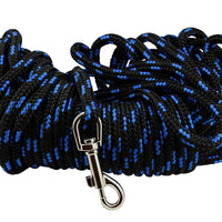 Dogs My Love Braided Nylon Rope Track Dog Leash Black/Blue 15/30/45/60Ft 3/8" Diam Train Lead Medium